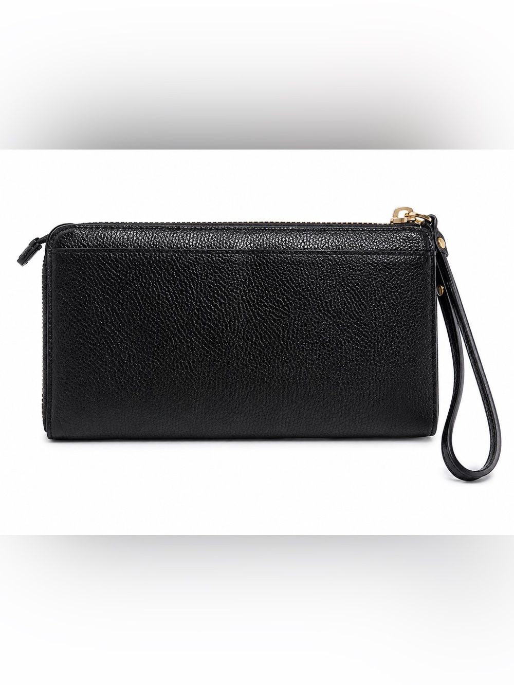 Kate Spade New York Black Pebbled Leather Wristlet Wallet Gold Tone Zip Around - Picture 3 of 11